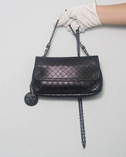 Mini Wallet Chain Bag, Piel, Negro, B00667034Q